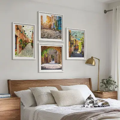 Composição de quadros com ruas encantadoras com pedras