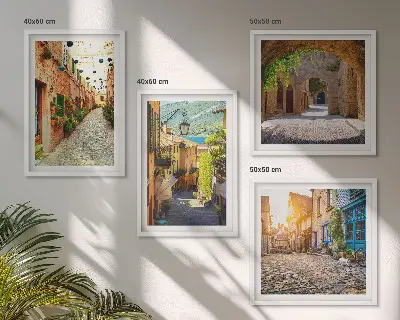 Composição de quadros com ruas encantadoras com pedras