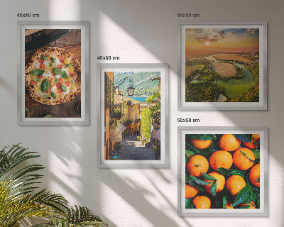 Conjunto de 4 quadros com moldura ruas de colinas de rios italianos