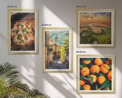 Conjunto de 4 quadros com moldura ruas de colinas de rios italianos