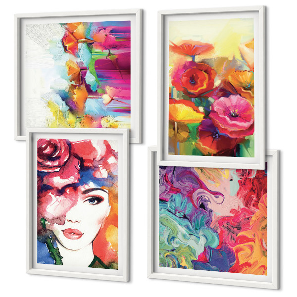 Composição de quadros Retrato de flores em cores intensas