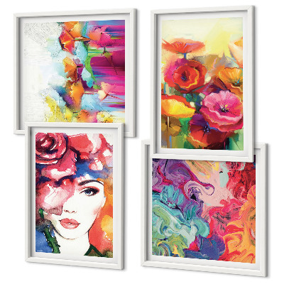 Composição de quadros Retrato de flores em cores intensas