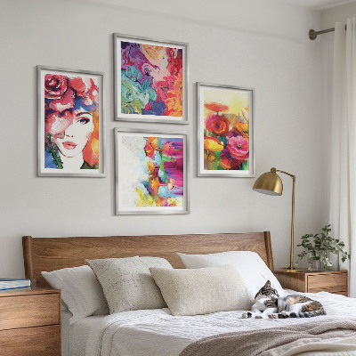 Composição de quadros Retrato de flores em cores intensas