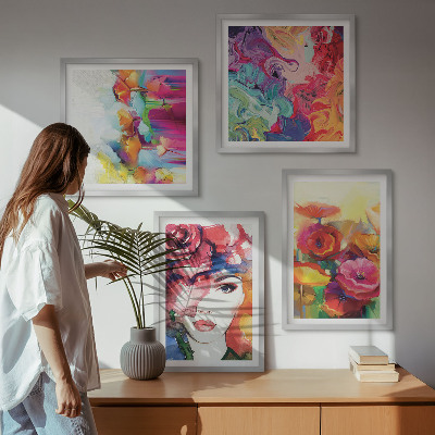 Composição de quadros Retrato de flores em cores intensas
