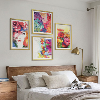 Composição de quadros Retrato de flores em cores intensas