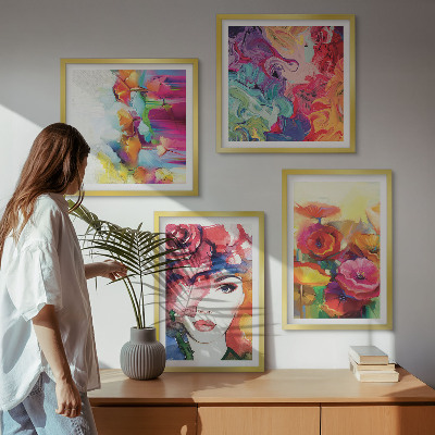 Composição de quadros Retrato de flores em cores intensas