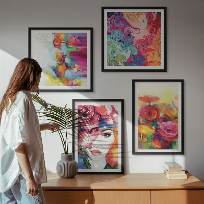 Composição de quadros Retrato de flores em cores intensas