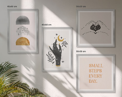 Políptico com moldura Ilustrações minimalistas boho