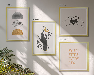 Políptico com moldura Ilustrações minimalistas boho