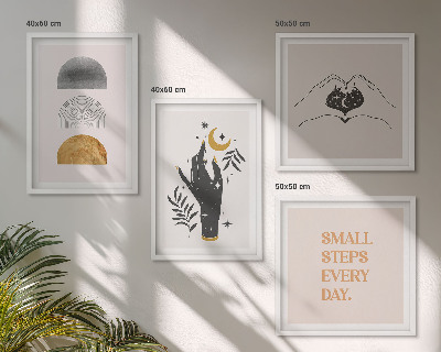 Políptico com moldura Ilustrações minimalistas boho
