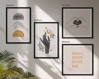 Políptico com moldura Ilustrações minimalistas boho