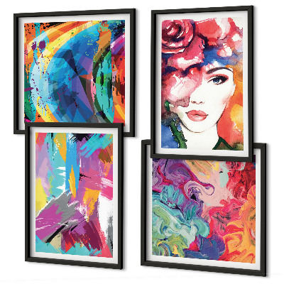 Composição de quadros Retrato abstrato colorido