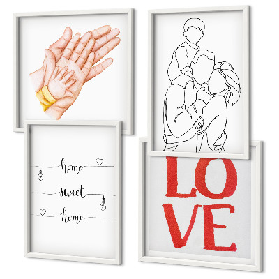 Políptico com moldura Ilustrações de família para placas de casas