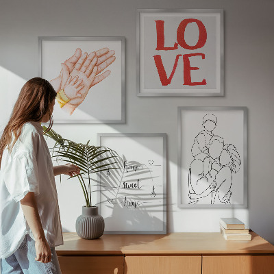Políptico com moldura Ilustrações de família para placas de casas
