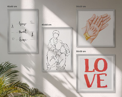 Políptico com moldura Ilustrações de família para placas de casas