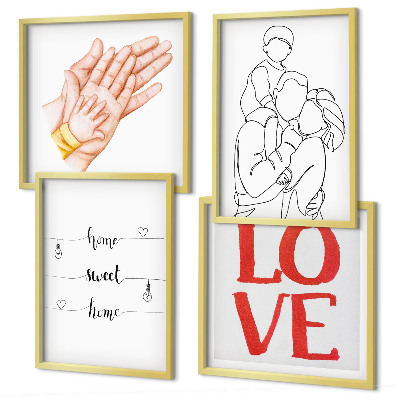 Políptico com moldura Ilustrações de família para placas de casas