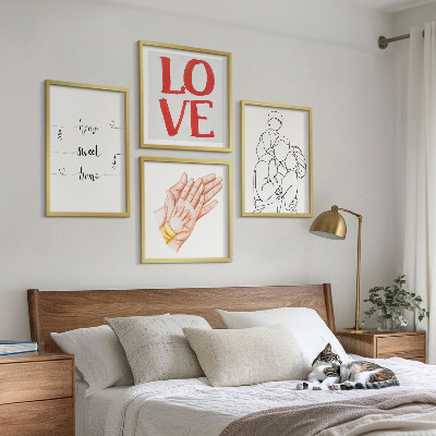 Políptico com moldura Ilustrações de família para placas de casas