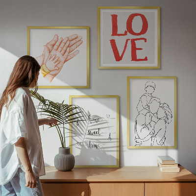 Políptico com moldura Ilustrações de família para placas de casas