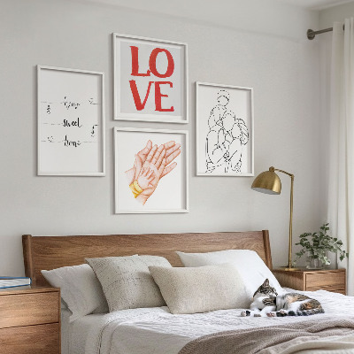 Políptico com moldura Ilustrações de família para placas de casas