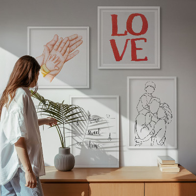 Políptico com moldura Ilustrações de família para placas de casas