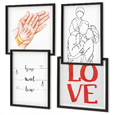 Políptico com moldura Ilustrações de família para placas de casas