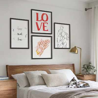 Políptico com moldura Ilustrações de família para placas de casas