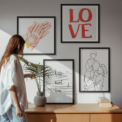 Políptico com moldura Ilustrações de família para placas de casas