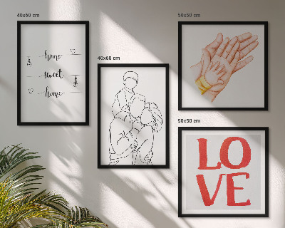 Políptico com moldura Ilustrações de família para placas de casas