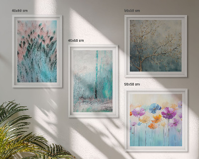 Conjunto de 4 quadros com moldura Padrões de fundo com flores em tons pastel