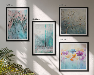 Conjunto de 4 quadros com moldura Padrões de fundo com flores em tons pastel