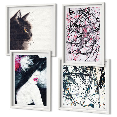 Políptico com moldura Padrões abstratos de pintura de gato