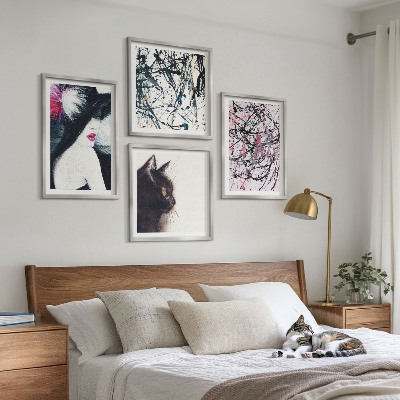 Políptico com moldura Padrões abstratos de pintura de gato
