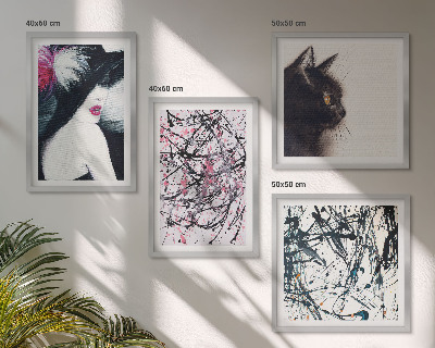 Políptico com moldura Padrões abstratos de pintura de gato