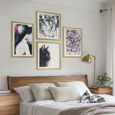 Políptico com moldura Padrões abstratos de pintura de gato