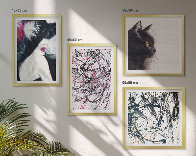 Políptico com moldura Padrões abstratos de pintura de gato