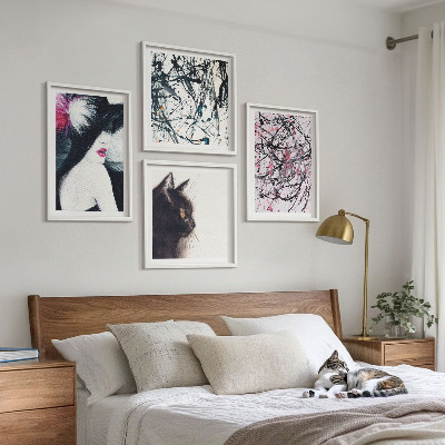 Políptico com moldura Padrões abstratos de pintura de gato