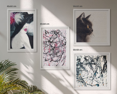 Políptico com moldura Padrões abstratos de pintura de gato