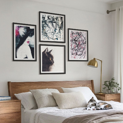 Políptico com moldura Padrões abstratos de pintura de gato