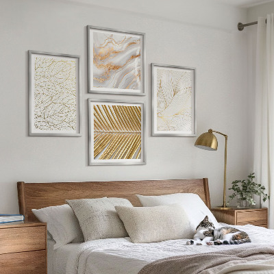 Composição de quadros Padrões de folhas em mármore abstrato