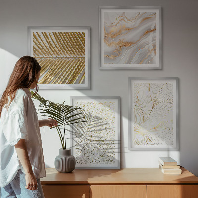 Composição de quadros Padrões de folhas em mármore abstrato