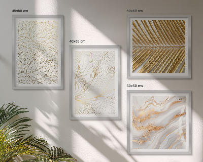 Composição de quadros Padrões de folhas em mármore abstrato