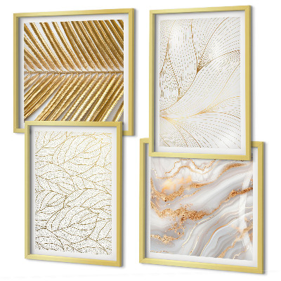 Composição de quadros Padrões de folhas em mármore abstrato