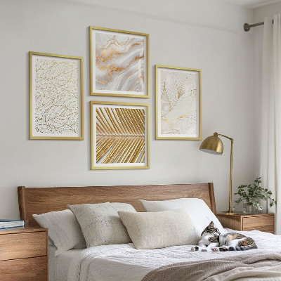 Composição de quadros Padrões de folhas em mármore abstrato