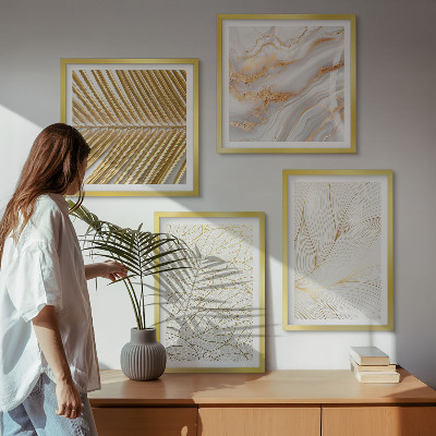 Composição de quadros Padrões de folhas em mármore abstrato