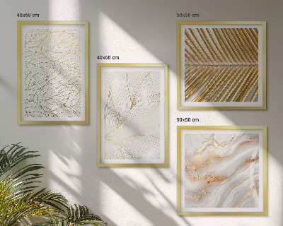 Composição de quadros Padrões de folhas em mármore abstrato