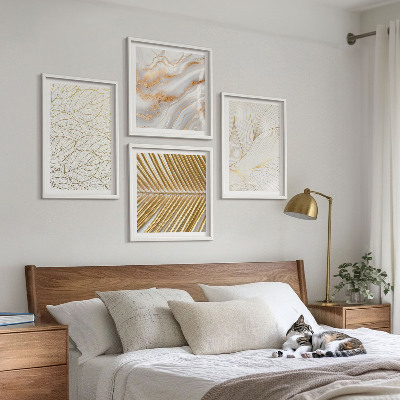 Composição de quadros Padrões de folhas em mármore abstrato