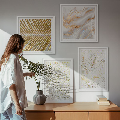 Composição de quadros Padrões de folhas em mármore abstrato