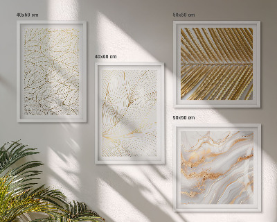 Composição de quadros Padrões de folhas em mármore abstrato