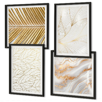 Composição de quadros Padrões de folhas em mármore abstrato