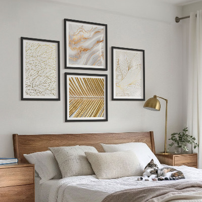 Composição de quadros Padrões de folhas em mármore abstrato